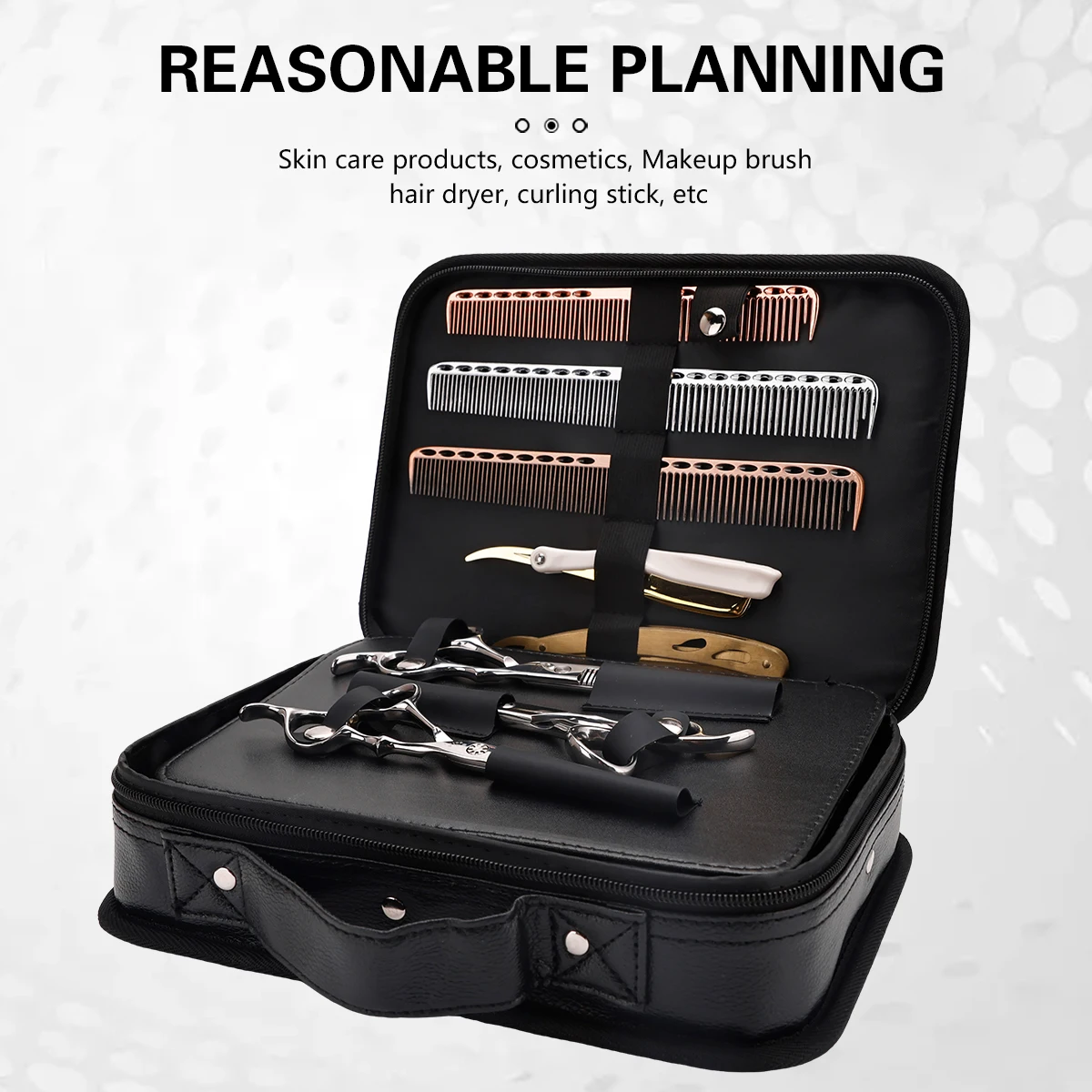 PU Leather Salon Scissors Bag  Large Capacity Storage Box Hard Hairdressing  Suitcase Beauty Multifunctional Tools 6