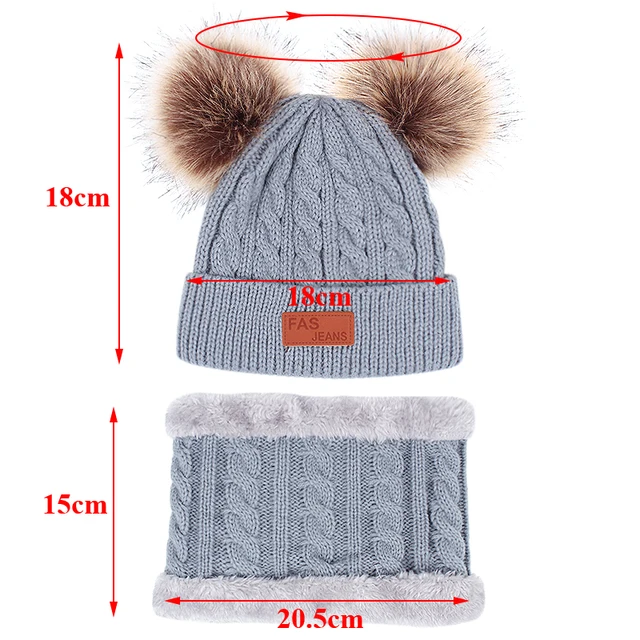 3Pcs Winter Baby Hat Scarf Gloves Set Solid Color Toddler Bonnet Cute Pompom Knitted Hats Outdoor Warm Infant Accessories 1-5Y 2