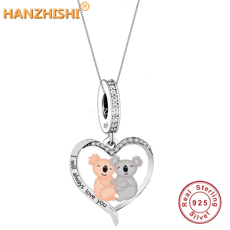 

925 Sterling Silver Loving Animals Heart Pendant Necklace Jewellery Anniversary Birthday Gift for Sister Wife Girlfriend Child