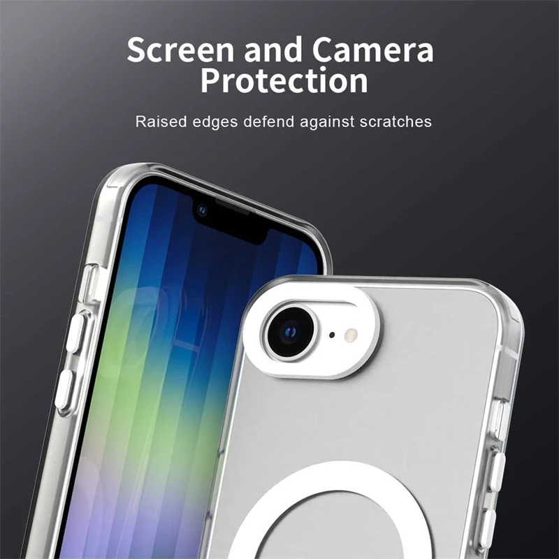 Luxury Shockproof Magnetic Matte Clear Case Cover with Wireless Charging Capability