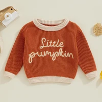 0-36M Newborn Halloween Knit Sweater Long Sleeve Round Neck Letter Print Pullover Knitwear For Baby Boys And Girls 2