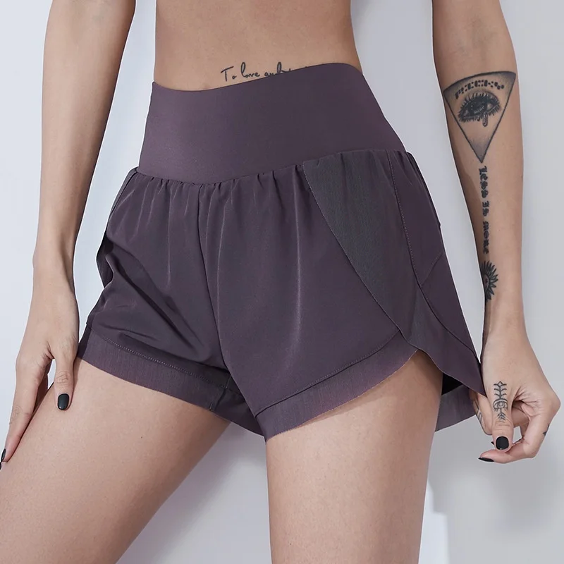 Athletic Summer Women's Sports Running Female Skirt Shorts Mesh with Pockets Quick-Dry Gym Yoga Wear High Waist Workout Pant
