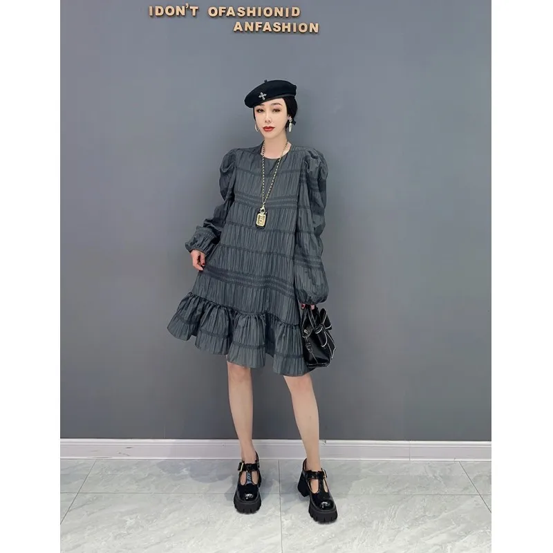 

2023 Spring New Korean Fashion Style Bubble Sleeves Slim Dress