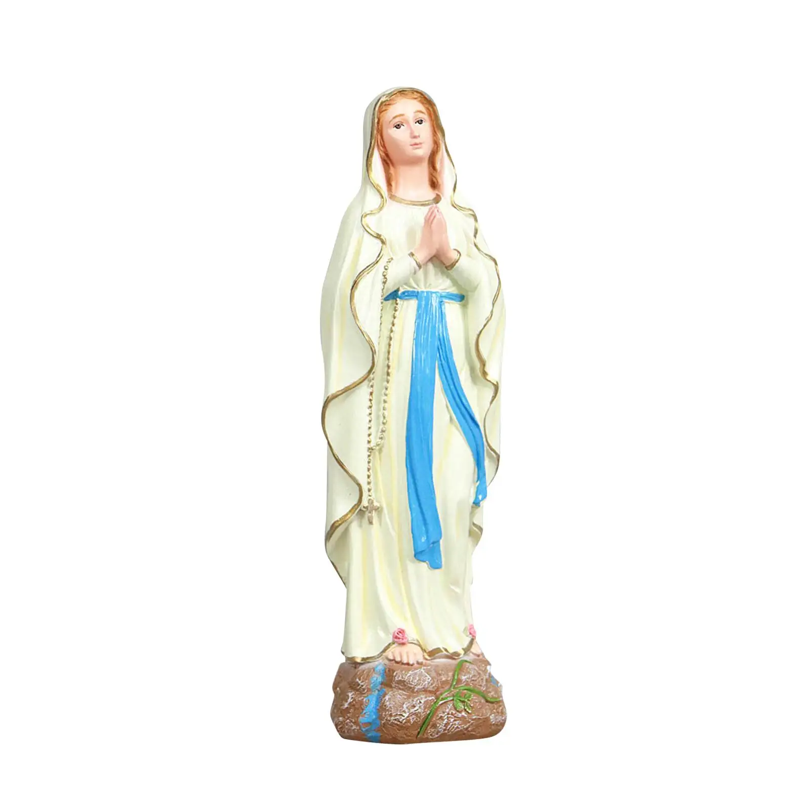 Mary Figurine Decorative Holy Statue Spiritual Religious Handpainted