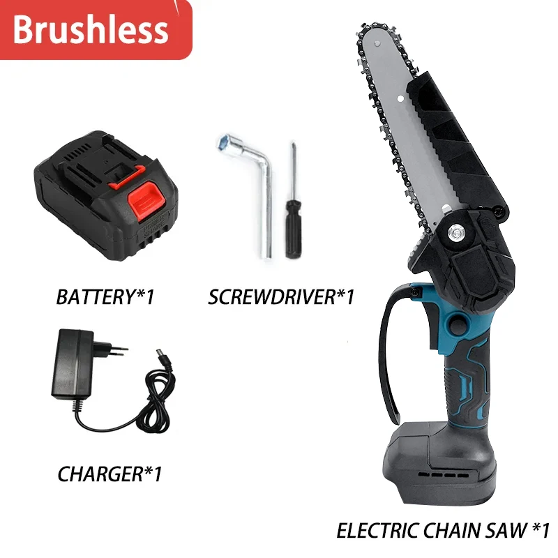6 Inch Brushless Electric Chain Saw Handheld Chainsaw Tree Wood Cutter Portable Garden Power Tool Compatible Makita Battery mini chainsaw,electric chainsaw,electric saw