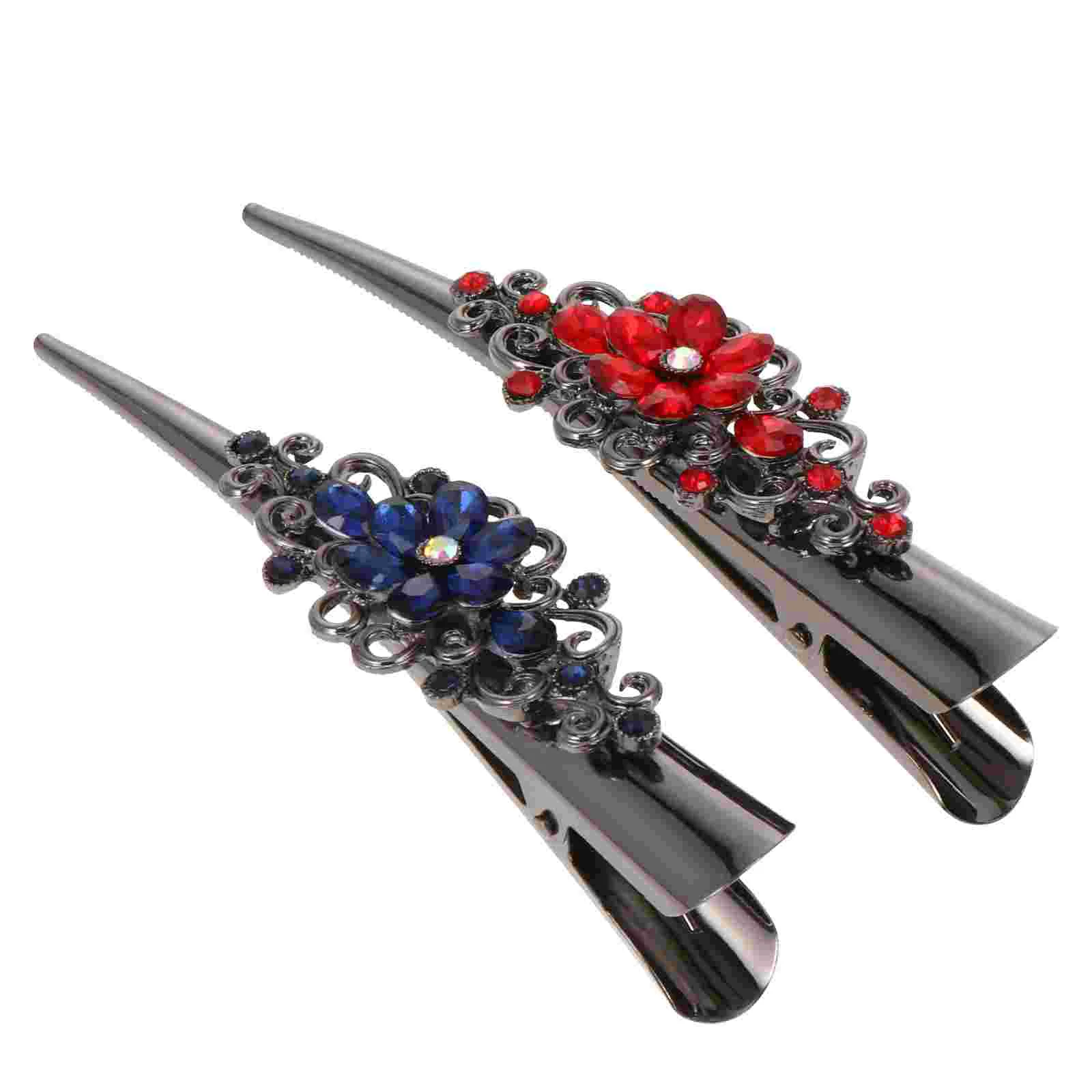 

2 Pcs Rhinestone Horn Clip Delicate Headdress Hair Women Barrette Bride Accessories Alloy Bobby Pin Miss