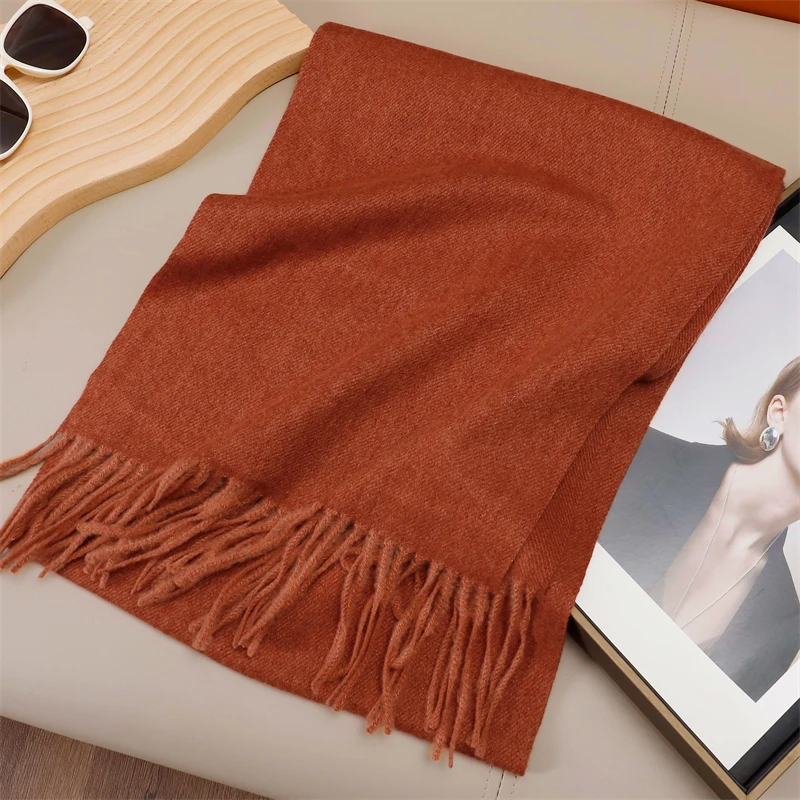 2023 Winter Frauen Schals Lange Warme Gradienten Imitation Kaschmir Hijab Solide Dame Schal Wrap Weibliche Pashmina Bandana Kopf Schal – Detail 40