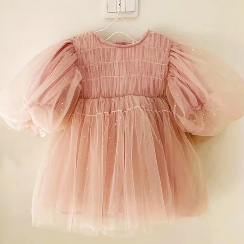 

Girls Wedding Princess Dress Baby Kids Elegant Party Tutu Fluffy Prom Gown Children Mesh Clothes Evening Tulle Birthday Dresses