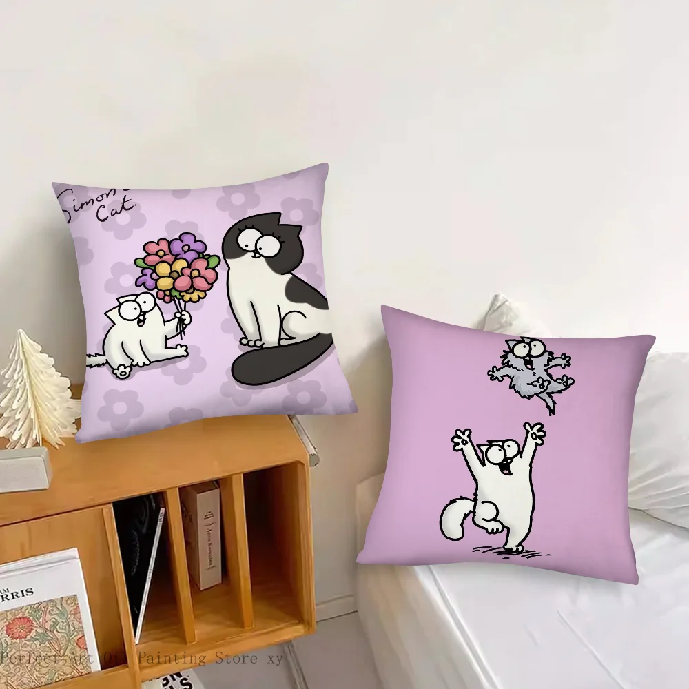 Cartoon S-Simons-Cat Cute Pillow Case Square Pillow Bedroom Sofa Leisure Comfort Cushion Car Living Room Home Decoration 40X40 5
