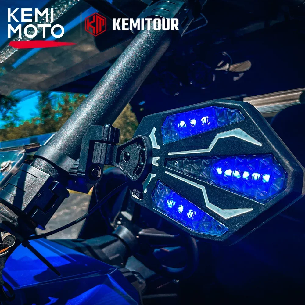 

KEMIMOTO UTV 1.6-2" CNC Side Mirrors w/ RGB Light Bluetooth Compatible with Polaris RZR XP 4 1000 for Can-am X3 MAX for Cfmoto