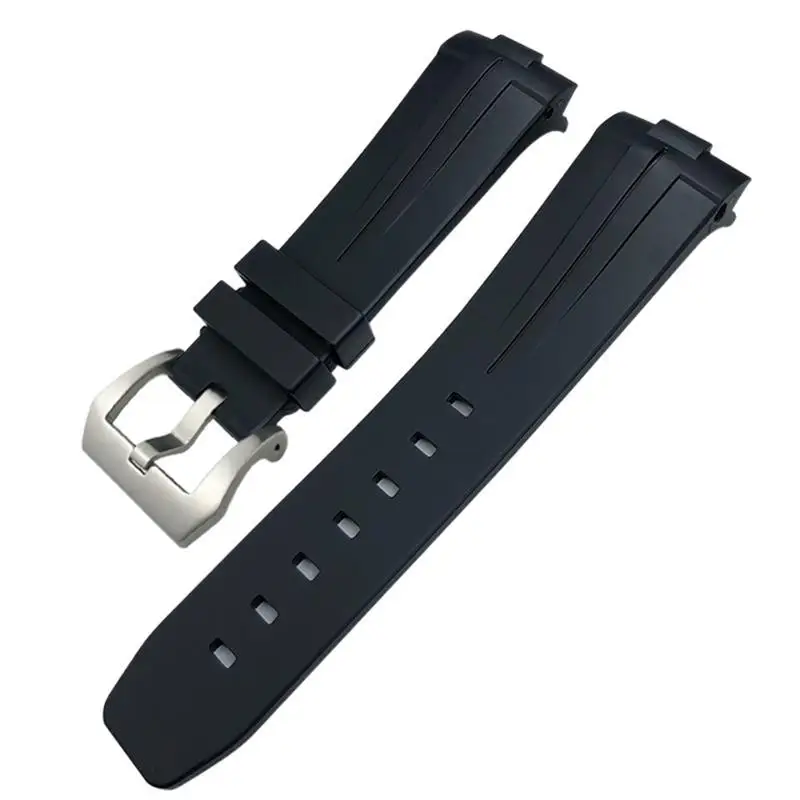 

FKMBD 24mm Curved End Natural Rubber Watchband For Panerai LUMINOR SUBMERSIBLE PAM Silicone Waterproof Watch Strap Butterfly