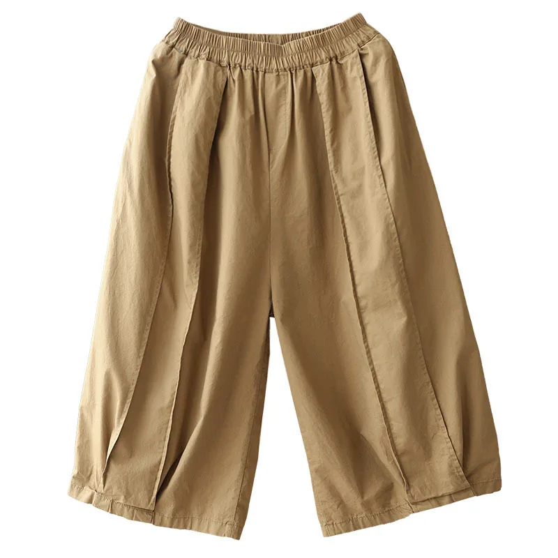 Cropped Pants Retro Wide Leg Pants Summer Loose Pants Three-dimensional Cut Fluffy and Stiff