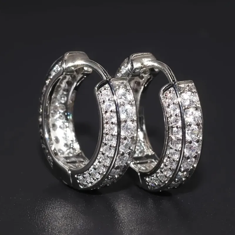 Light Luxury Micro Pave Zircon Hoop Earrings for Women Men Delicate Trendy Tiny Huggies Jewelry Gifts