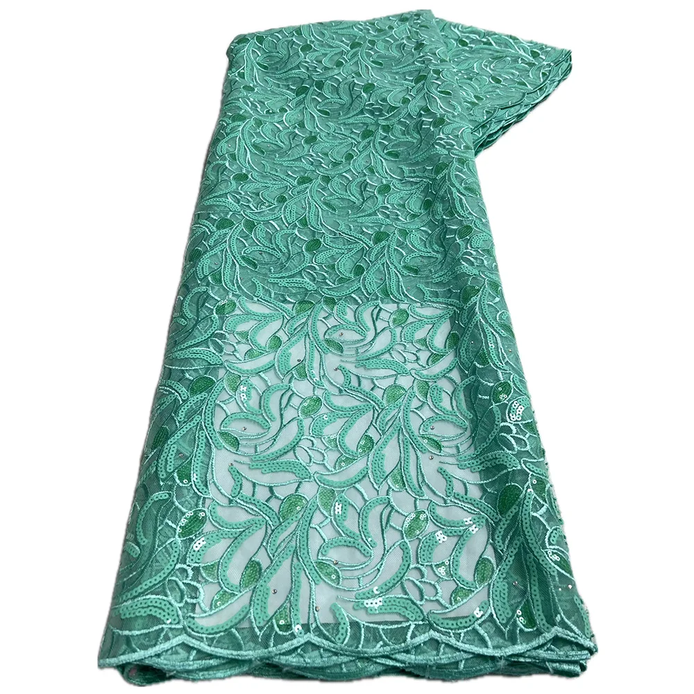 African Sequins Lace Fabric French Mesh Tulle Lace 5Yards Nigerian Fabric For Woman Wedding Dress lace fabric african wax fabric