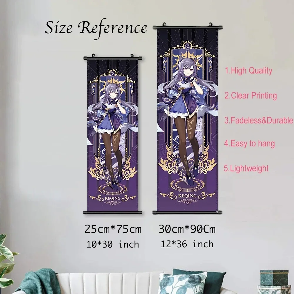 Vibrant Genshin Impact Anime Wall Art Canvas Scroll - Home Decor & Gift
