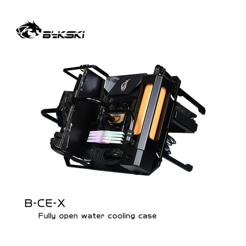 Bykski-carcasa de ordenador para juegos ATX, marco abierto, vista panorámica, chasis refrigerado por agua de aluminio completo, B-CE-X