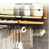 Kitchen Hanging Organizer Rack with Hooks Under Cupboard Paper Towel Rags Hanger Cutting Board Pot Cover Holder Storage Shelf 2