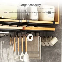 Kitchen Hanging Organizer Rack with Hooks Under Cupboard Paper Towel Rags Hanger Cutting Board Pot Cover Holder Storage Shelf 2