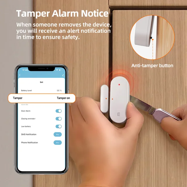 MIUCDA Tuya Zigbee Smart Door Window Sensor Smart Anti-tamper Button Home Burglar APP Remote Control Work With Alexa Google Home 3