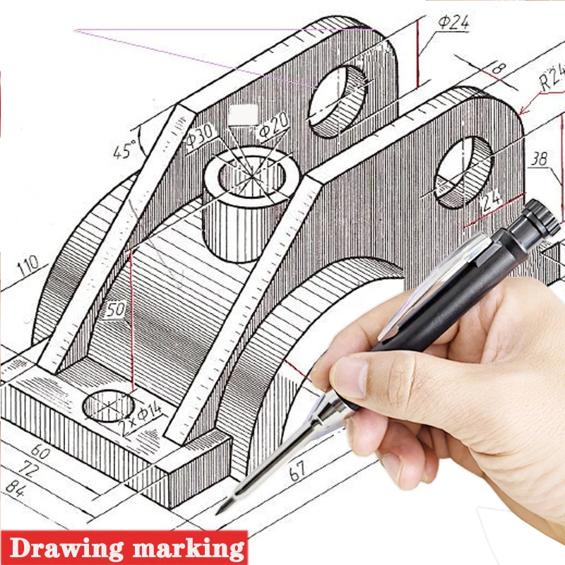 6-Color Deep Hole Woodworking Mechanical Pencils with Built-in Sharpener