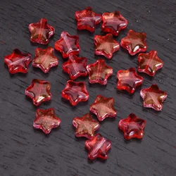 20pcs Colorful Star - Shaped Lampwork Glass Beads for DIY Jewelry and Crafts (Red Golden)