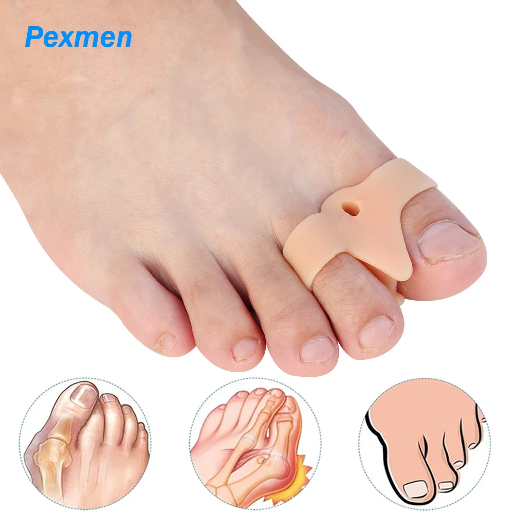 Pexmen 2Pcs Gel Bunion Correctors Toe Separator Spacers with 2 Loops for Bunion Pain Relief and Separating Overlapping Toes