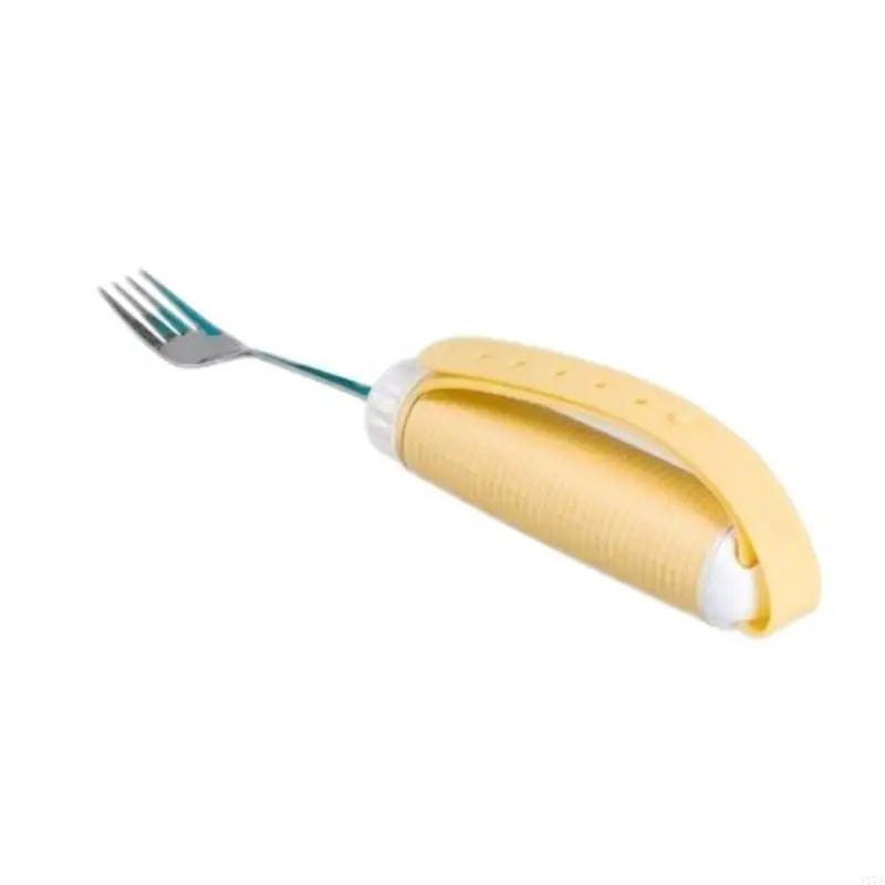 4X7A Elderly Utensil Disabled Patient Easy Grip Eating Aids Spoon Fork Stainless Steel Removable Flexible Rotating Non