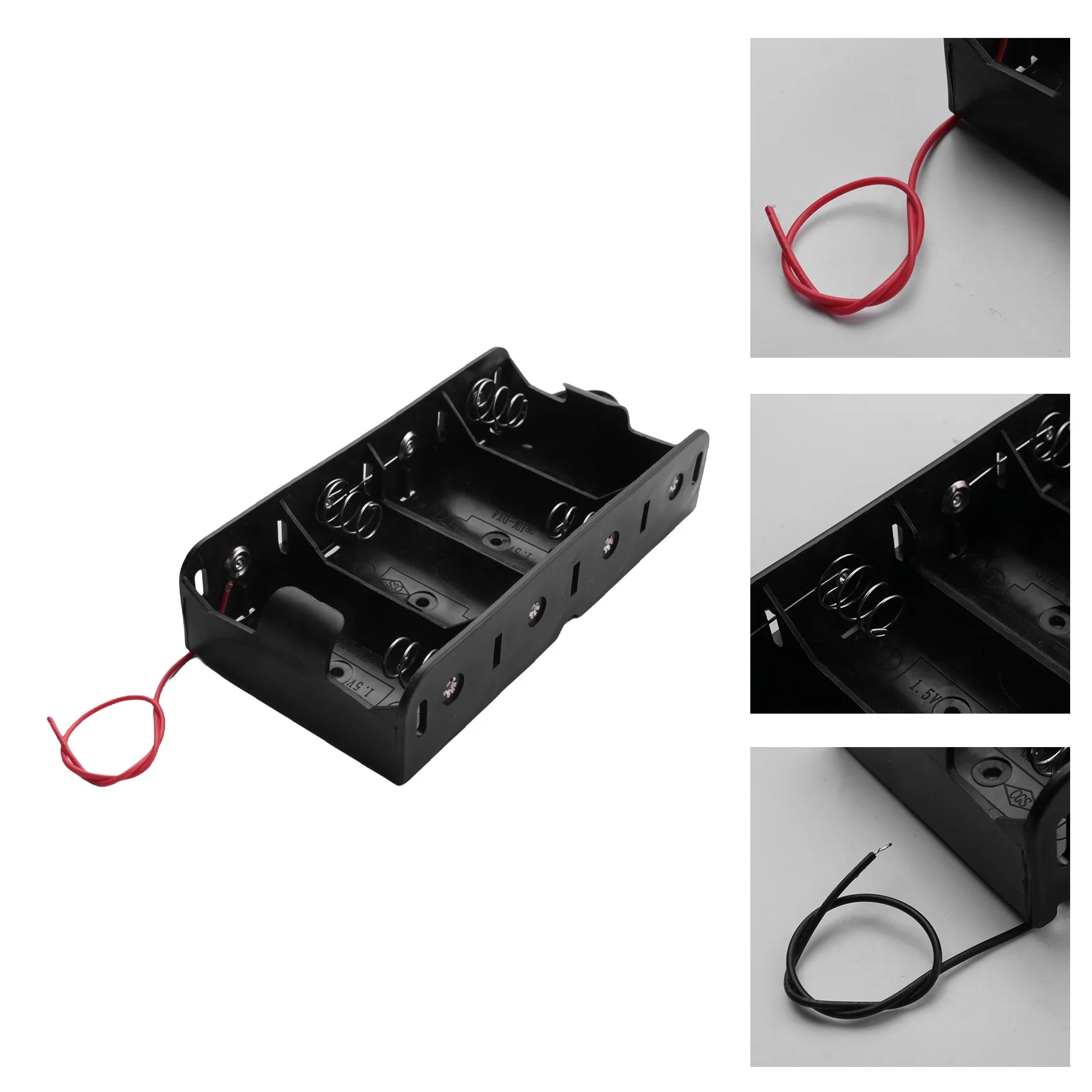 A02R 스프링 클립 검정색 4 x 1.5V D 크기 배터리 배터리 홀더 케이스