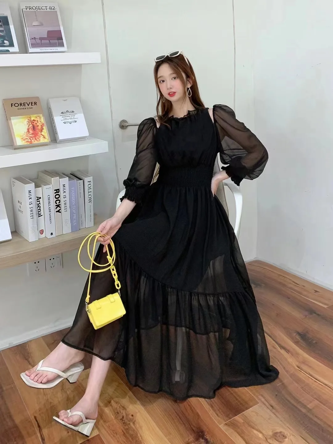 Spring  Women  Long Sleeve Slim Long Dress High Quality Elegant Big Hem Prom Dress Party Outfits  Muslim Maxi Dresses for Women