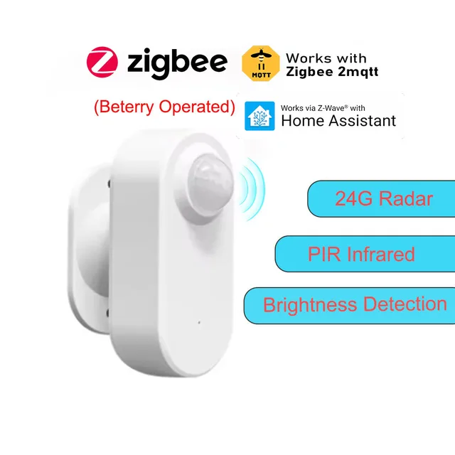 สมาร์ท Zigbee Human Presence Sensor 24G MmWave Radar + PIR, การตรวจจับความสว่างใช้แบตเตอรี่สนับสนุน Zigbee2mqtt Home Assistant 1