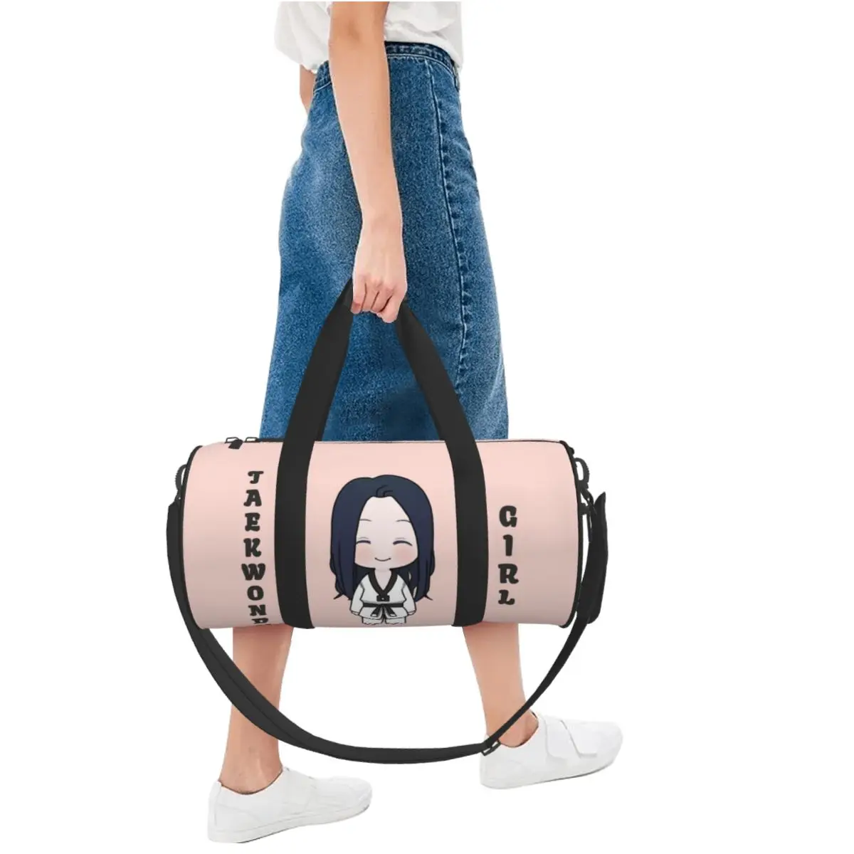 Kawaii Taekwondo Girl Sports Bags Martial Arts Training Gym Bag Large Novelty Handbags Couple Printed Weekend Fitness Bag 5