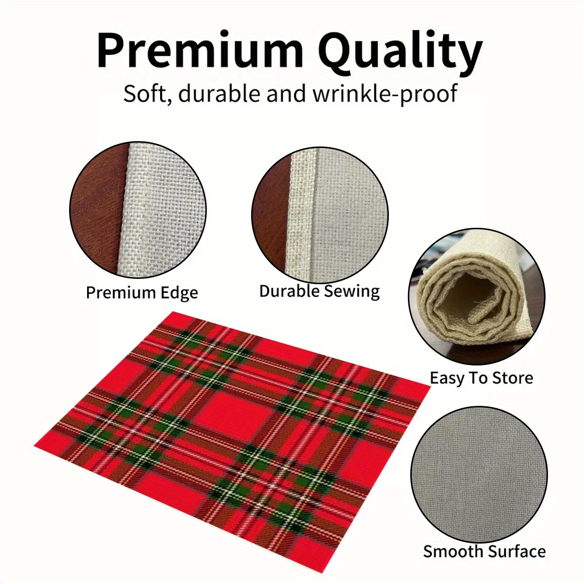 Tovagliette natalizie VIKAMA da 4/6/8/10 pezzi, tovagliette decorative per feste in tartan scozzese, sottobicchieri da cucina, sottobicchieri da caffè_voghion.com