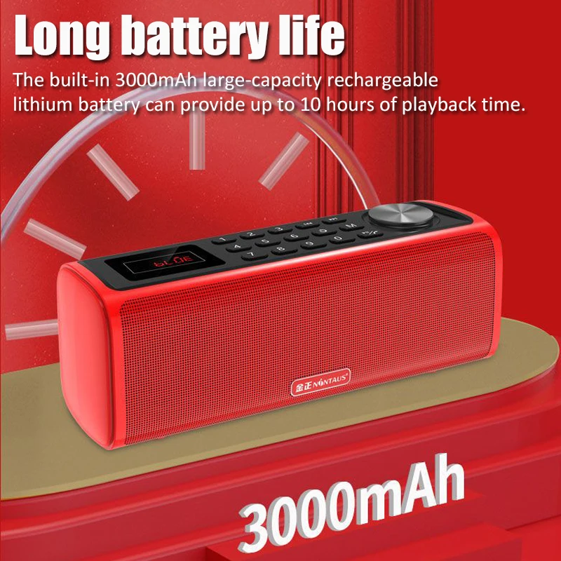 MIni Portable FM Radio Handheld 10W Bluetooth Speaker TF Card USB Music Player Support CVC Noise Reduction Calling/Recording