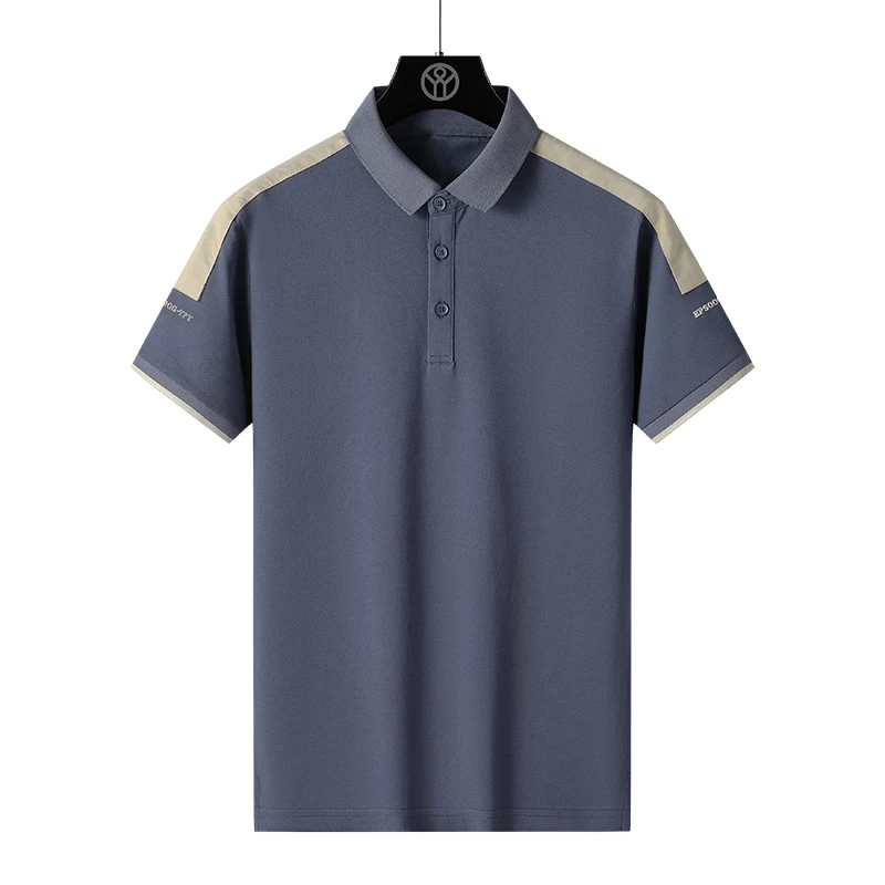

Summer New POLO Collar Fashion Short Sleeve Polo Shirts Man High Street Casual Contrast Color Button Pullovers All-match Tops