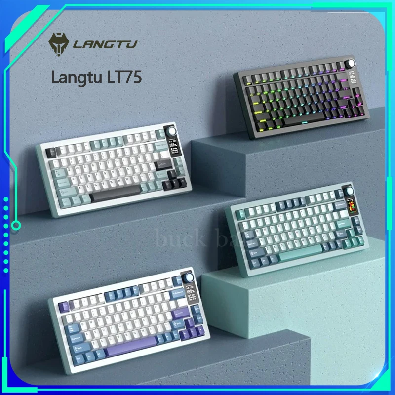 

Langtu LT75 Mechanical Keyboard Tri Mode Multifunctional Knob Custom Screen Hot Swap RGB Wireless Gaming Keyboard Gasket Pc Gift