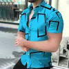 Men's Geometric Lines Solid Color Printed Shirt Short Sleeve Button Comfortable Men's Shirt Hawaii Business Leisure Vacation Top 5