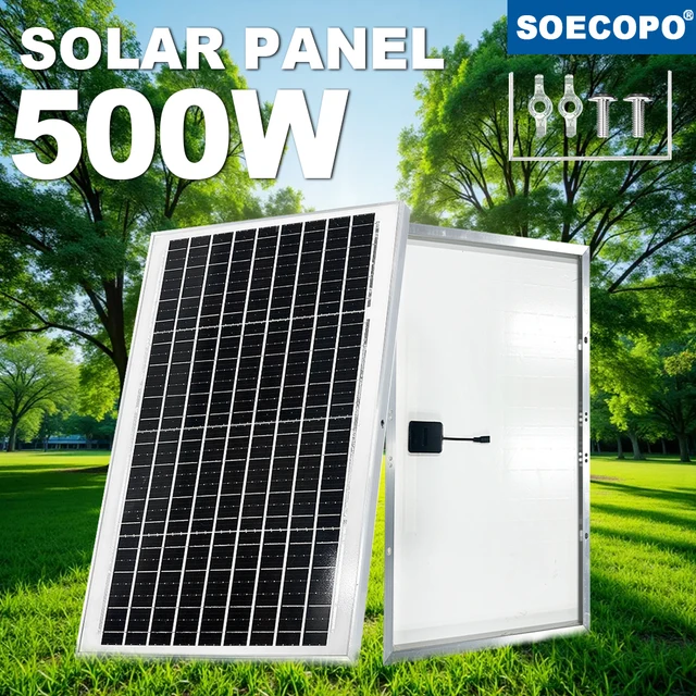 Panneau solaire monocristallin à haute efficacité 50W-500W, Module PV 18V, générateur solaire pour maison/Camping hors réseau avec prise cc 1