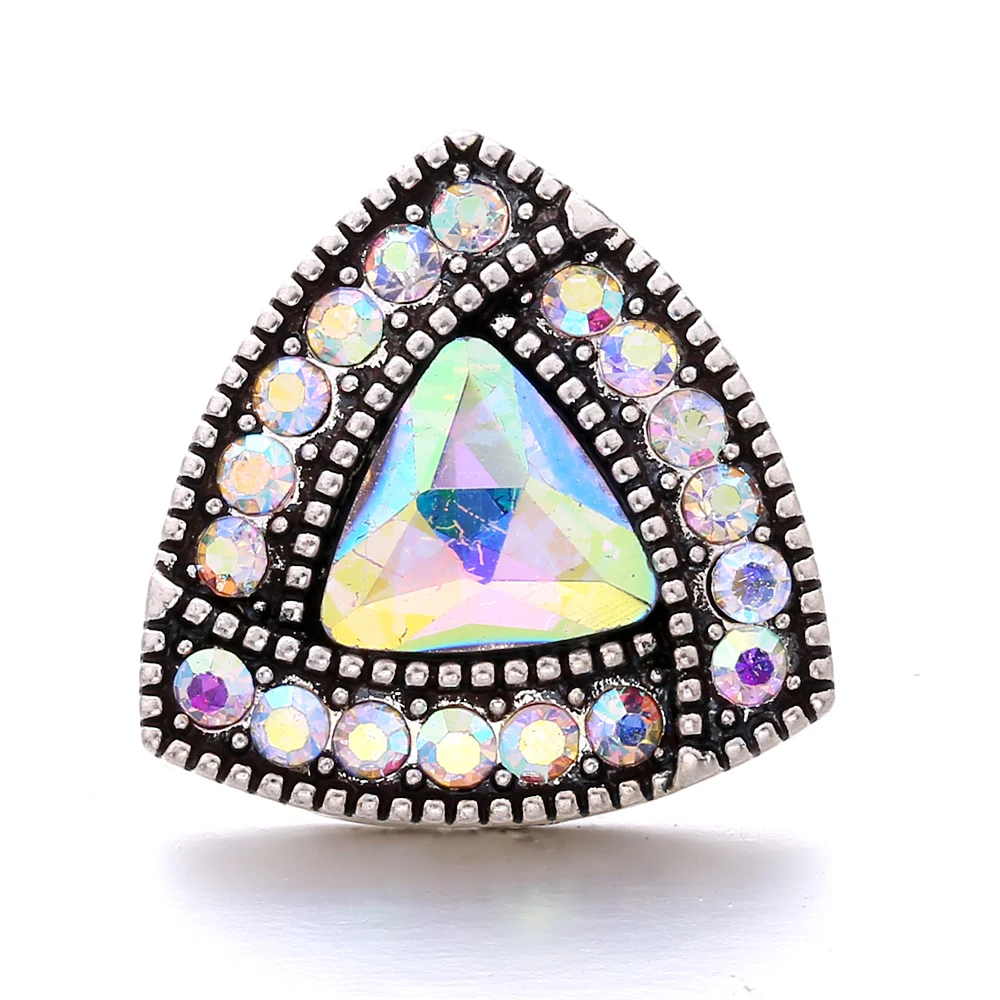 20pcs Fashion Crystal Triangle18mm Snap Buttons for Snap Bracelet Bangle DIY Button Jewelry Making