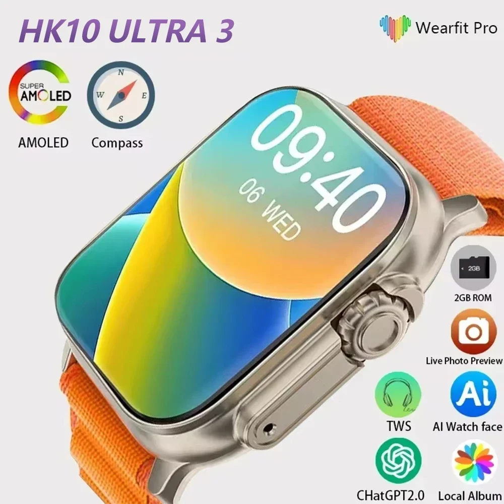 Smartwatch Men Women Zordai HK10 Ultra 3 HK9 ULTRA2 MAX Upgrade ChatGPT AMOLED 2GB NFC BT Call Heart