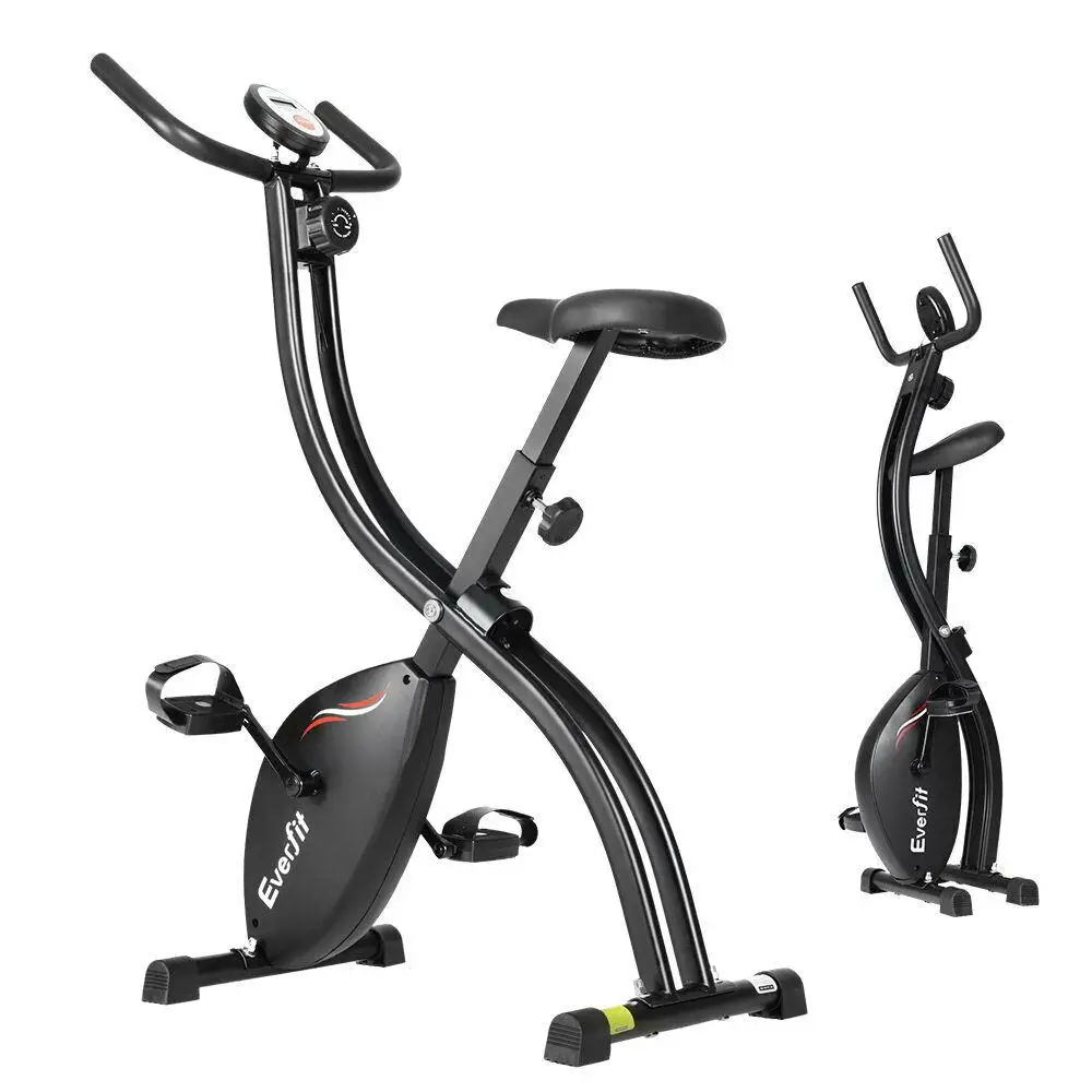 Folding Exercise Bike Magnetic Resistance Compact X Frame Design Indoor Cycling Cardio