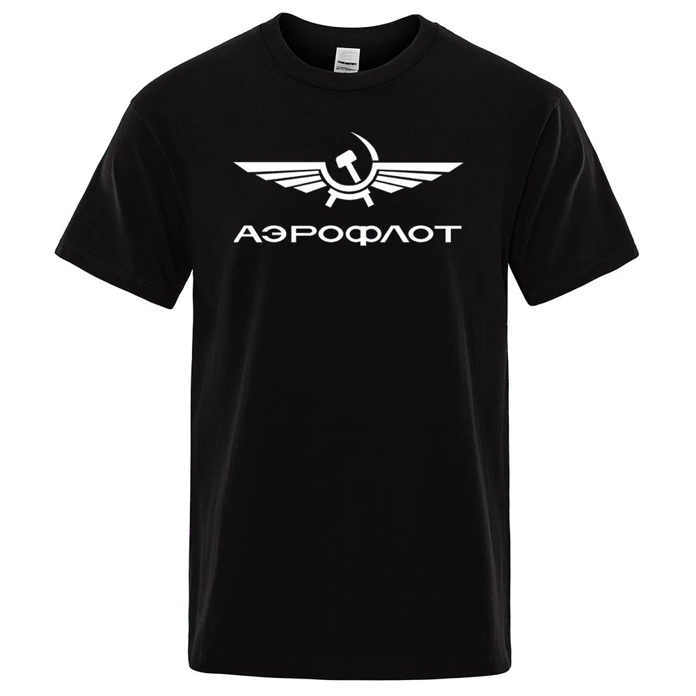 Aeroflot Aviation Russe Pilote Aerospace Aviateur T-Shirt Men Summer Cotton Short Sleeve Fashion Casual Clothes Loose T Shirt