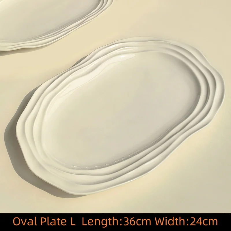 Ovale Keramikteller Mit Französischem Wellenmuster – 12/10/8-Zoll-Geschirr Für Zuhause, Frühstück, Suppe, Snacks Und Desserts S36C24B7D4Bbd40689E864509Aac909221