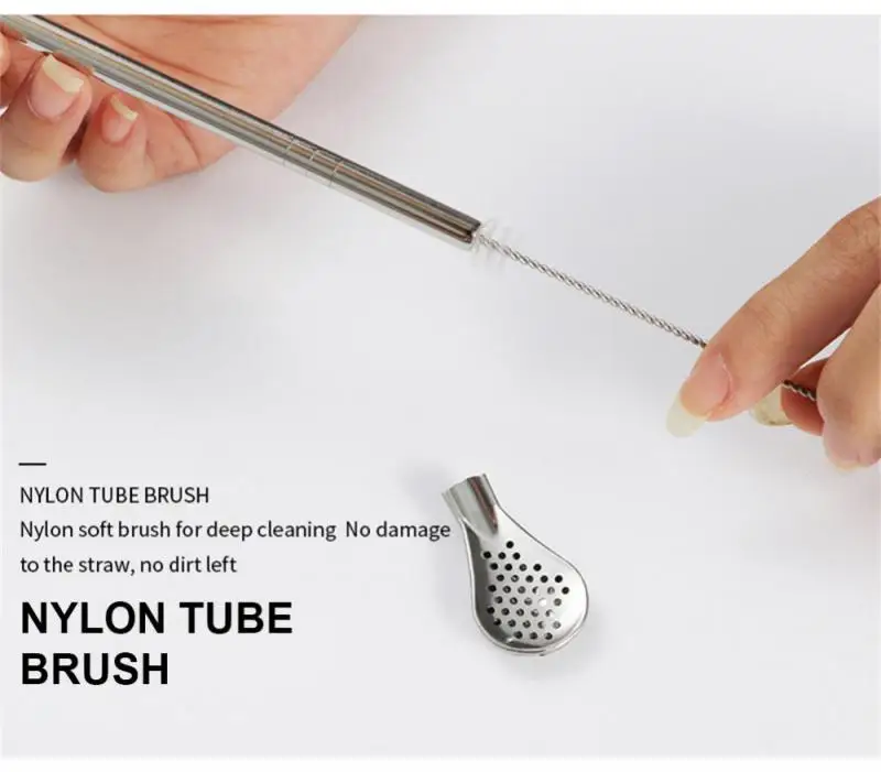 Detachable Drinking Straw Yerba Mate Straw Gourd Bombilla Filter Spoon Reusable Metal Kitchen Bar Milk Tea Coffee Stirring Spoon drinking straws metal straw set glass straw set