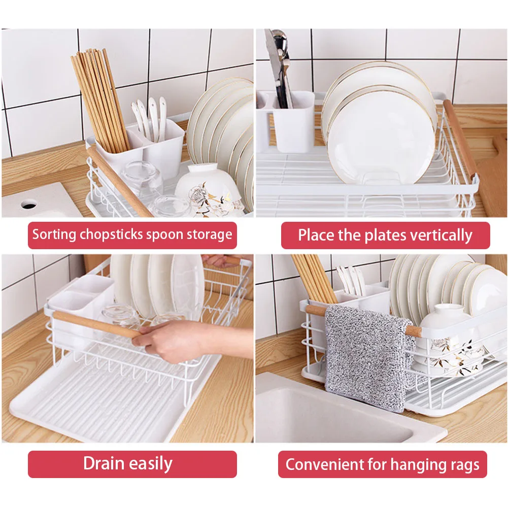 White Iron Dish Drainer dish draining rack Kitchen countertop storage rack: 3 - 5 Days Free Delivery Only UK