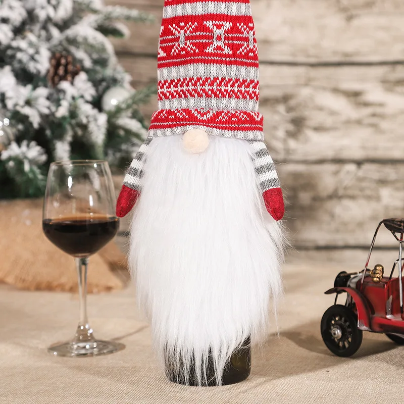 Christmas Wine Bottle Cover christmas decorations Merry Christmas Decor Home Gnomes Table Decor Xmas Gift Happy New Year Navidad