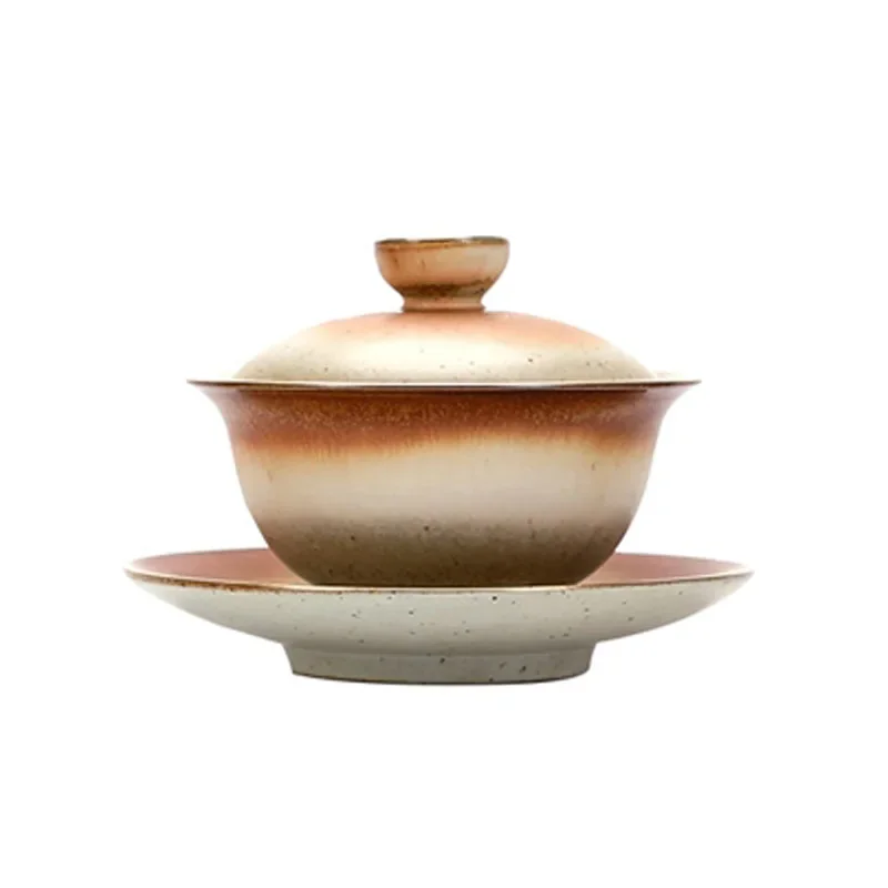 Stoneware Tea Bowl Gaiwan Tea Cup Three Pieces Making Bowl Retro Domestic Kung Fu Handmade Kung Fu Set gaiwan