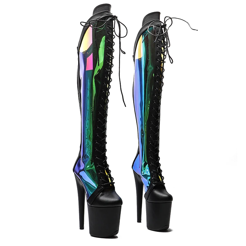 

Leecabe 20CM/8inches Matte PU With holography PU Upper Fashion trend shoes High Heel platform Boots Pole Dance boots