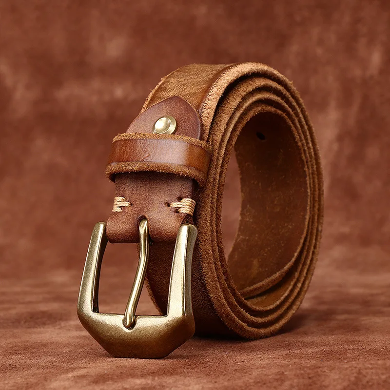 

3.8CM Thick Pure Cowhide High Quality Luxury Genuine Leather Belts for Men Strap Male Brass Buckle Vintage Jeans Cowboy Cintos