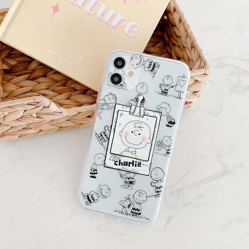thumbnail image 1 of Funda de teléfono transparente con dibujos animados de Snoopy, figura de anime de Charlie Brown, para iPhone 15, Promax, 14, 13, 12, 11, X, XS, XR, XSMAX, 7, 8 Plus, 1 of 5