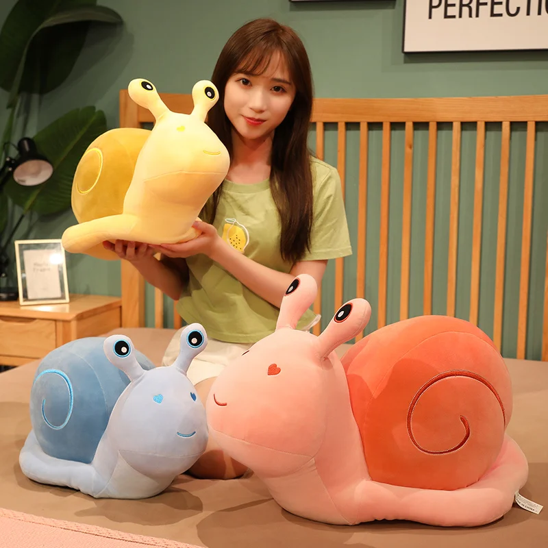 New 20-60cm Kawaii Animal Plush Cute Snail Doll Toys Peluche Comfort Soft Pillow Juguetes Home Decoration Baby Room Child Gifts summer women slippers parent child slippers non slip flip flops kids girls beach shoes flowers decoration princess sandals